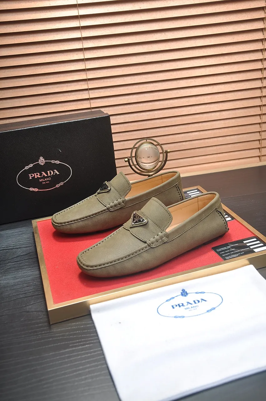 Men's Men's Shoes💰420💶【PRADA】 (High-end Niuli) New 🍀PRADA - Prada Doudou Shoes! Made of imported original cowhide, the inner top layer is comfortable cowhide lining! Original wear-resistant rubber outsole! High quality products! Code number 38-45 (45 customized)